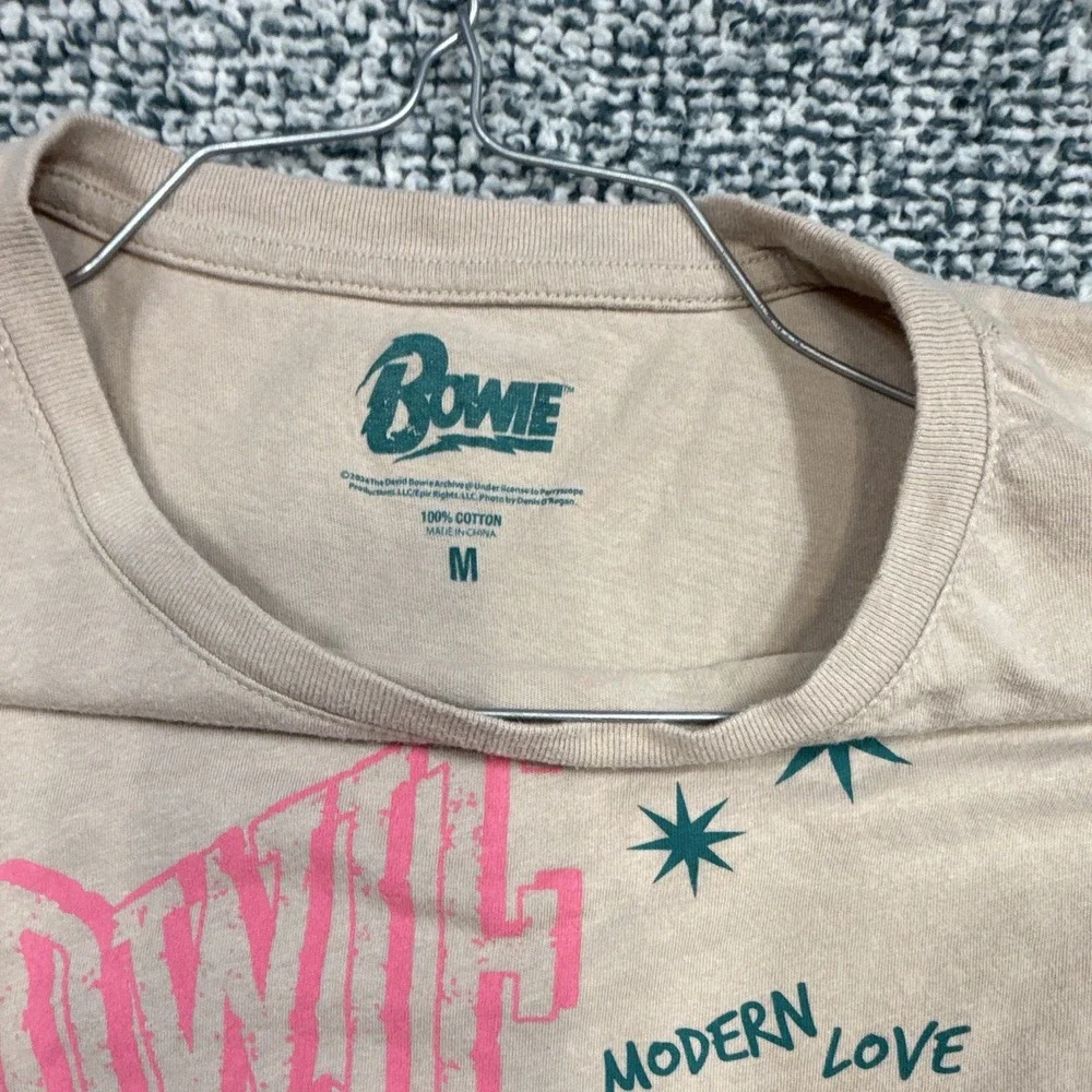 Vintage David Bowie Let's Dance Graphic T-Shirt Beige/Tan Rock & Pop Size M
